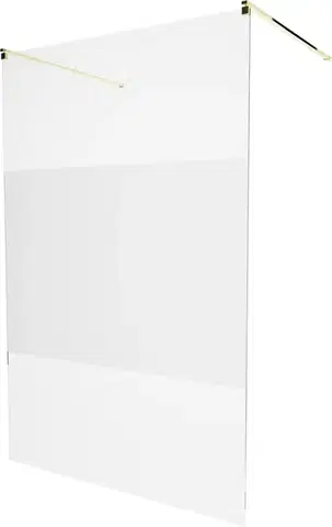 Sprchové dvere MEXEN/S - KIOTO samostatne stojaca sprchová zástena 100 x 200, transparent/matné sklo 8 mm, zlatá 800-100-002-50-35