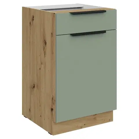 Kuchynské dolné skrinky KONDELA Arsany 50 D 1F 1S BB dolná kuchynská skrinka aquamarine / dub artisan