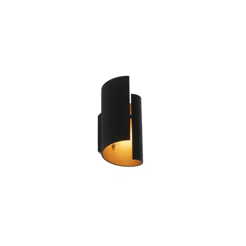 Nástenné osvetlenie Chytrá nástenná lampa čierna so zlatým vnútorným priestorom vrátane Wifi G9 - Faldo