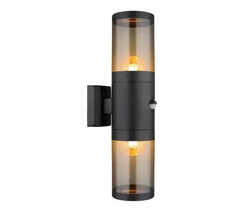 Svietidlá Globo 32014-2BS-Vonkajšie nástenné svietidlo so senzorom XELOO 2xE27/40W/230V IP44 32014-2BSS