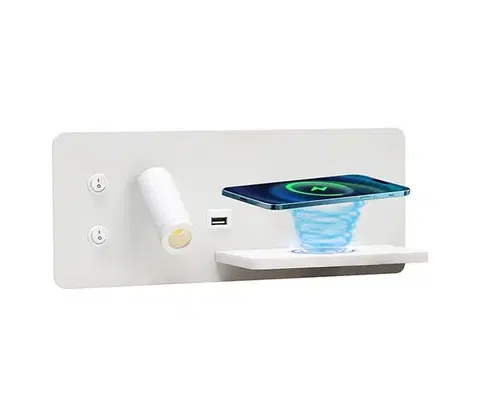 Svietidlá  08285L-LED Nástenné sviet. s pol., USB a bezdr. nab. LED/3W/230V + LED/3W 08285L