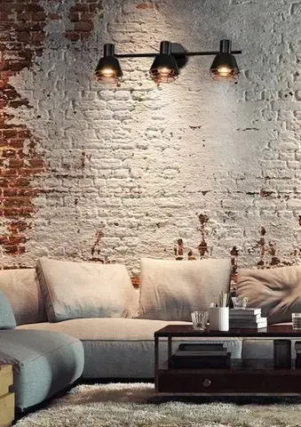 Stropná svetla Nástenná/stropná lampa s čiernym medeným tienidlom 3xE14 40W Neria