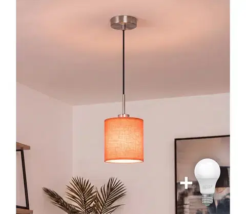 Svietidlá BRILAGI - LED luster na lanku NUBILA 1xE27/60W/230V pr. 14 cm čierna/oranžová EG32517+BG2453