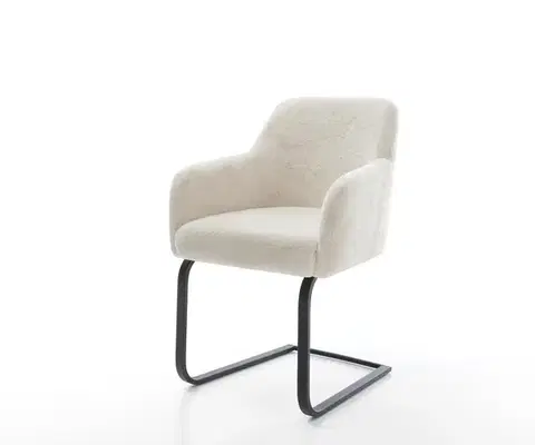 Jedálenské stoličky DELIFE Konzolová jedálenská stolička Greg-Flex plyšový manšester krémovo biela konzolová jedálenská stolička plochá čierna vrecková pružina