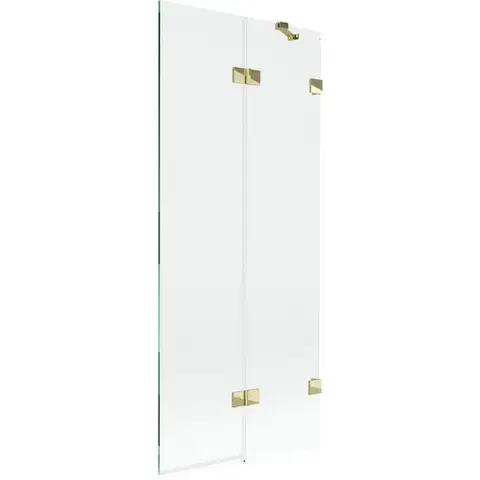 Sprchové dvere MEXEN/S - Lunar vaňová zástena 2-krídlová pravá 80 x 150, transparent, zlatá 897-080-100-50-00-P