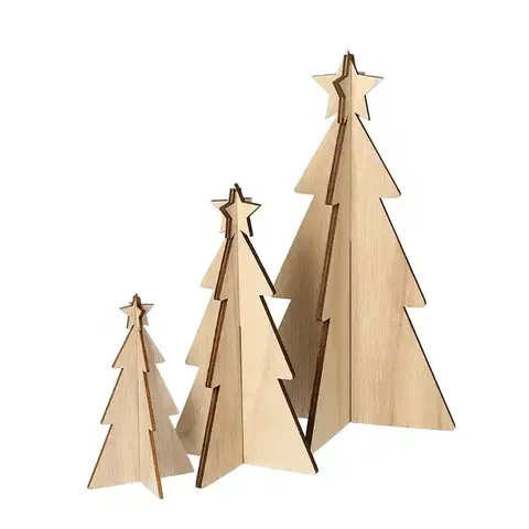 Vianočné dekorácie Dekorácie Rustic Trees 3 ks dubové