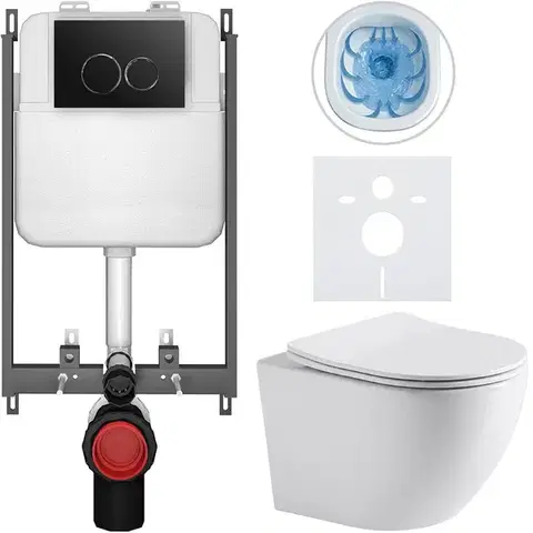 Záchody CERANO - Kompletný WC set Basic/Cesso - biela lesklá - WC tlačidlo Dualo/Čierna - na zamurovanie - 49x36 CER-8050BD85931
