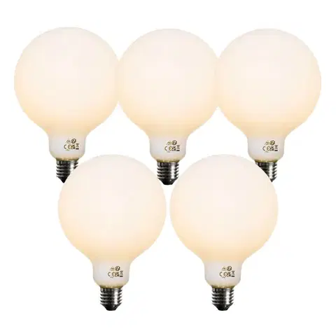 LED osvetlenie Sada 5 ks Stmievateľná LED žiarovka E27 opálové sklo G125 5W 450lm 2200K