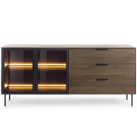 Komody do spálne Komoda Lumi C 181 2d3s + Led Dub Dunin + Čierna