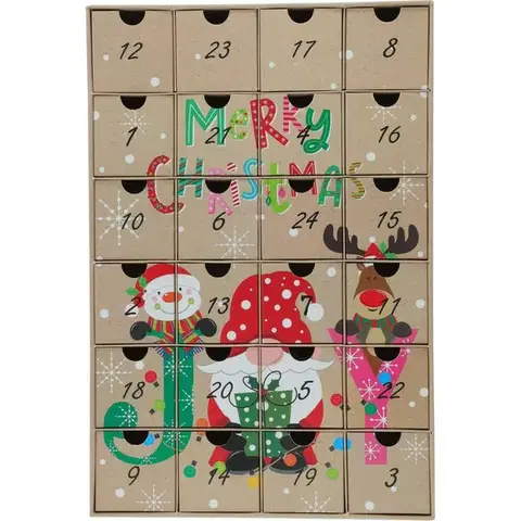 Vianočné dekorácie Adventný kalendár Joy, 38 x 26 x 6,5 cm
