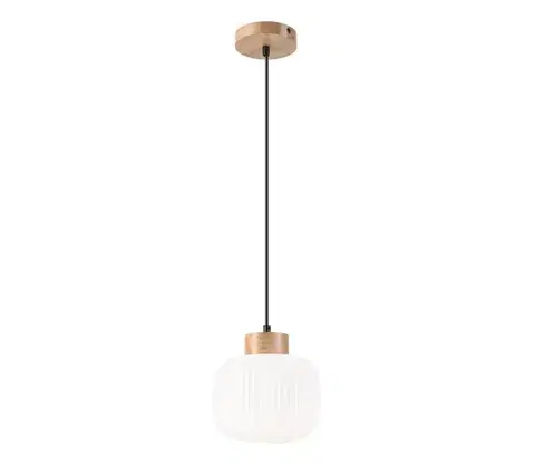 Svietidlá  Luster na lanku HARMONY 1xE27/15W/230V pr. 20 cm biela/dub LM - 1.258 / B