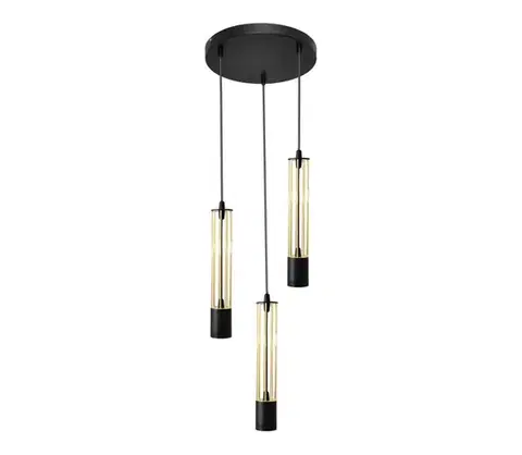 Svietidlá  LED Luster na lanku BARS 3xGU10/4,8W/230V čierna/zlatá W-KD 1115/3 BK+GO+BK
