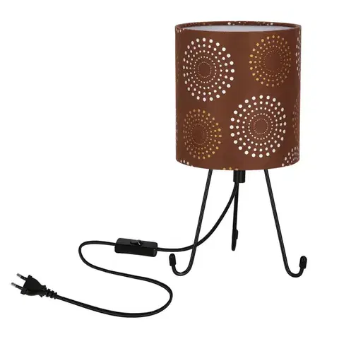 Stolové lampy Stolová lampa Smally čierna 1x40 E14 tienidlo Emili hnedá