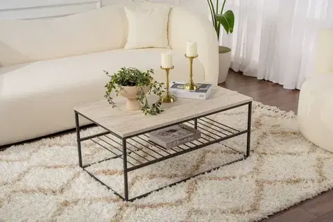 Konferenčné stolíky Konferenčný stolík Asude - Black, Travertine