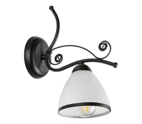 Svietidlá  Nástenná lampa RETRO 1xE27/60W/230V čierna/biela KM-1.51/CZARNY PÓŁMAT