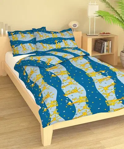 Detské obliečky Obliečky bavlnené detské Žirafky modré TiaHome - Detský set 130x90cm + 65x45cm
