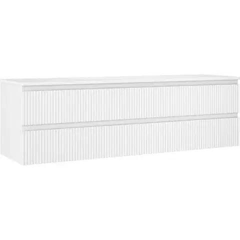 Kúpeľňový nábytok MEXEN/S - Rivel kúpeľňová skrinka pod umývadlo 160 cm s doskou, 2 zásuvky, reliéf, biela mat 91A20-16047-2-BFFC01