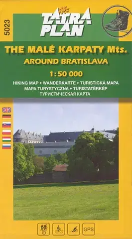Turistika, skaly TM 5023 Malé Karpaty, okolie Bratislavy 1:50 000 - angl.