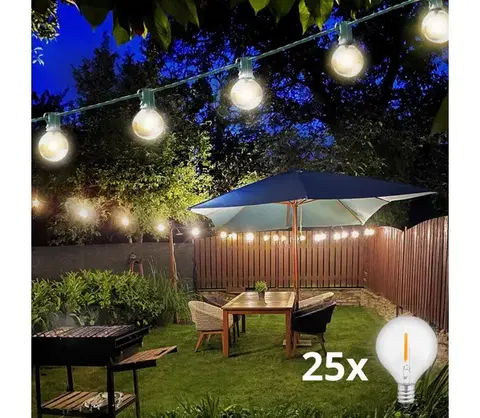 LED osvetlenie BRILAGI - LED vonkajší dekoračný reťaz GIRLANDA 25xE12 20 m zelená IP44 teplá biela WO794-G-OEM1