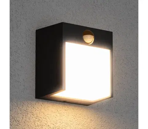 Záhradné lampy BRILAGI-LED Vonkajšie nástenné svietidlo so senzorom TERNI LED/12W/230V čierna IP44 WO-HR60421S-OEM
