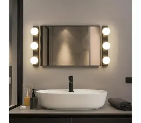 Kúpeľňové zrkadlá Brilagi - LED osvetlenie kúpeľňového zrkadla HOLLYWOOD 3xLED/3W/230V IP44 čierna FG-M1-C22-3-BLK