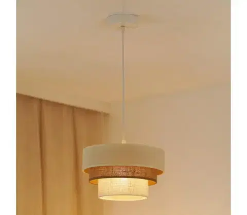 Svietidlá BRILAGI -Luster na lanku DENVER LUNETA 1xE27/15W/230V pr. 25 béžová/hnedá/krémová 608039