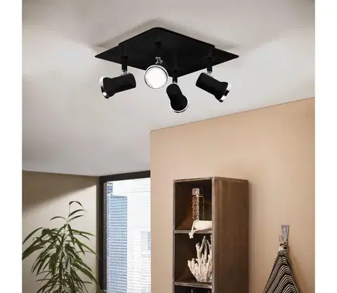 Svietidlá Eglo 780428 - LED Kúpeľňové bodové svietidlo BABILONE 4xGU10/3W/230V IP44 čierna 780428