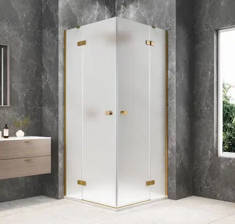 Sprchové dvere POLYSAN - GLOBE GOLD MATT štvorcová sprchová zástena 900x900, rohový vstup, matné sklo GB5990MG