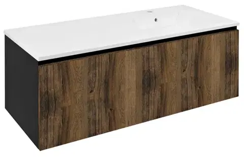 Kúpeľňový nábytok SAPHO - LOREA skrinka 120x46x51,5cm (30+90cm), pravá, dub collingwood/čierna matná LE090-1935-R-03
