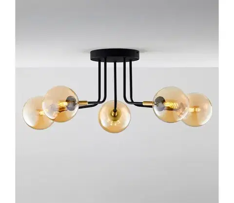 Svietidlá Jupiter 2038 - Luster na tyči BURANO 5xG9/10W/230V čierna/zlatá/béžová 2038