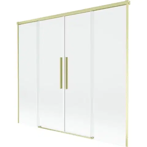 Sprchové dvere MEXEN/S - Rox vaňová zástena 2-krídlová posuvná 180 x 150, transparent, zlatá kartáčovaná 8C9-180-002-55-00