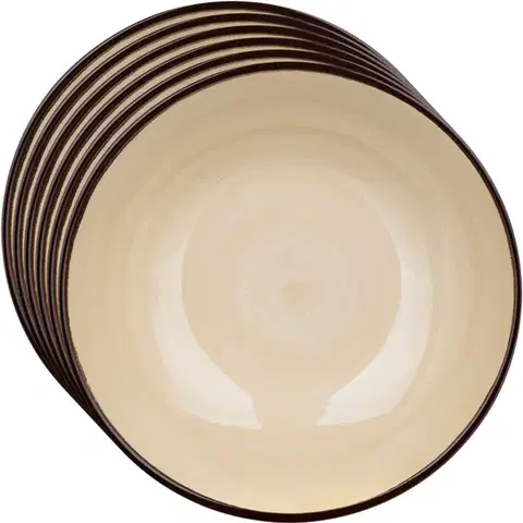 Taniere Súprava 6 hlbokých tanierov Palas 18 cm, krémová