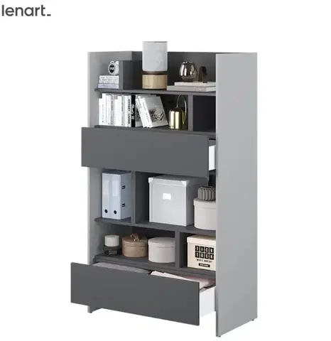 Nábytok Dig-net nábytok Regál Lenart BED CONCEPT BC-27 | sivá / grafit