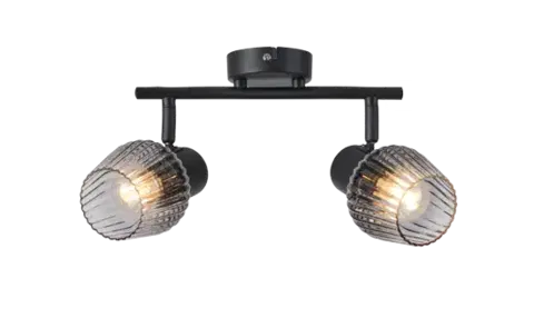 Stropná svetla MITURA lampa sufitowa czarny 2x40W E27 klosz dymiony