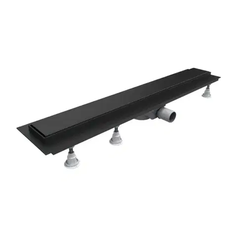 Sprchovacie kúty OMNIRES - LOWFIX lineárny sprchový odtok s pevnou mriežkou, 80 cm čierna /BLH/ LOWFIX80GBL