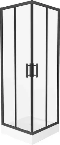 Vane MEXEN/S - Rio štvorcový sprchovací kút 70 x 70, transparent, čierna + vanička Rio 860-070-070-70-00-4510