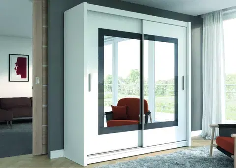 Šatníkové skrine RESTON 203 šatníková skriňa biela 203cm
