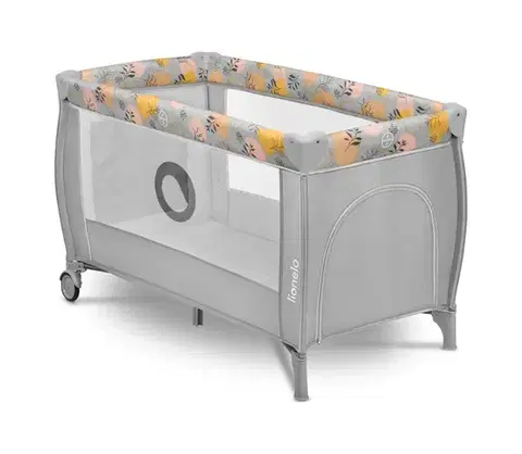 Postieľky Lionelo - cestovná postieľka STEFI PLUS, ružovo-žltá 5903771704199