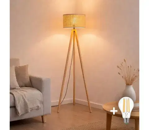Lampy BRILAGI - LED stojacia lampa CERIA 1xE27/60W/230V pr. 25 cm béžová EG781159+AS0463