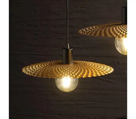 Svietidlá ONLI - Luster na lanku GOLDEN 1xE27/22W/230V zlatá/čierna 5027/SM