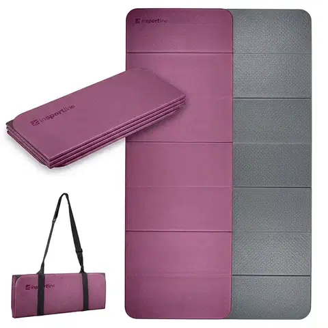 Podložky na cvičenie Skladacia podložka na cvičenie inSPORTline Misette 180x61x0,8 cm bordó-čierna