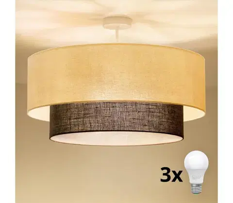 Svietidlá BRILAGI - LED prisadený luster BOHO STYLE 3×E27/15W/230V Ø 60 cm krémový/hnedý 8590828027997