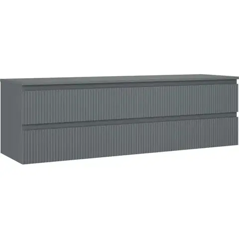 Kúpeľňový nábytok MEXEN/S - Rivel kúpeľňová skrinka pod umývadlo 160 cm s doskou, 2 zásuvky, reliéf, grafit mat 91A20-16047-2-BFFC66