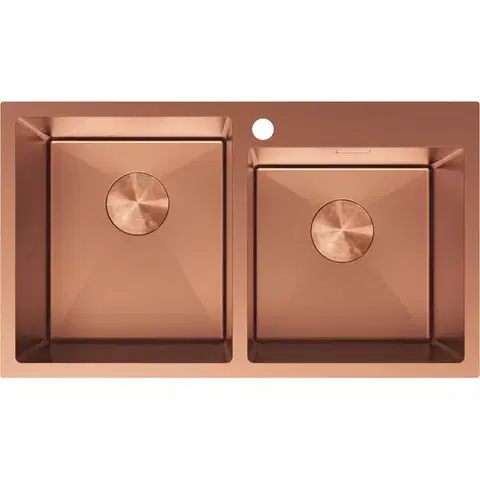 Kuchynské drezy MEXEN MEXEN - Xorin oceľový drez 2-bowl 780 x 450 mm, meď 6441782000-65