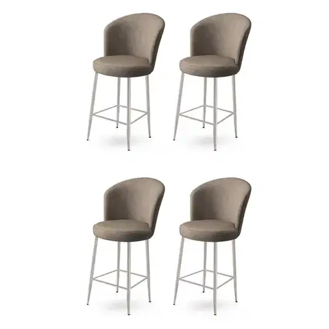 Barové stoličky Bar Stool Set (4 Pieces) Alte - Cappuccino, Chrome
