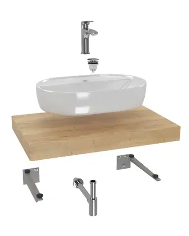 Kúpeľňový nábytok Koupelnová sestava SAT s deskou pod umyvadlo Dolce 80x8x50 cm dub halifax KSETDO1 KSETDO1