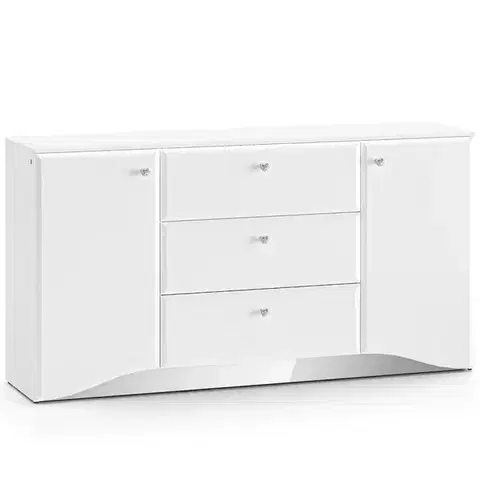Komody do spálne Komoda Glamour 02 biela lesklá