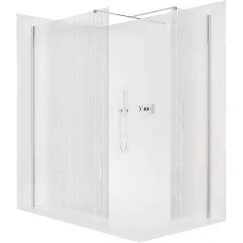 Sprchovacie kúty CERANO - Sprchová zástěna Walk-in Onyx T L/P - 8 mm - hranatá vzpěra - chrom, rýhované sklo - 160x80x200  CER-8050BD2666