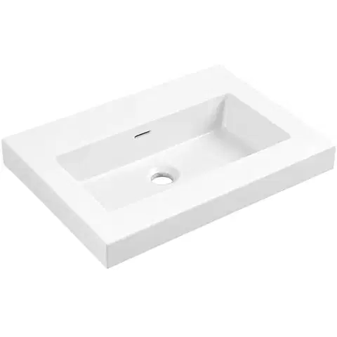 Umývadlá CERANO - Umývadlo z liateho mramoru Ovo - s prepadom - biela lesklá - 55,5x46,5 CER-670780