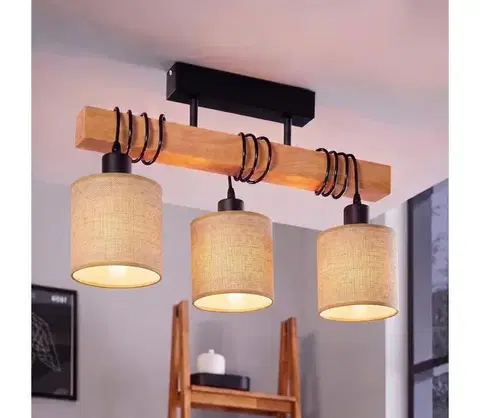 Svietidlá BRILAGI - Prisadený luster NUBILA 3xE27/60W/230V borovica/svetlohnedá 1xEG44074+3xBG1584